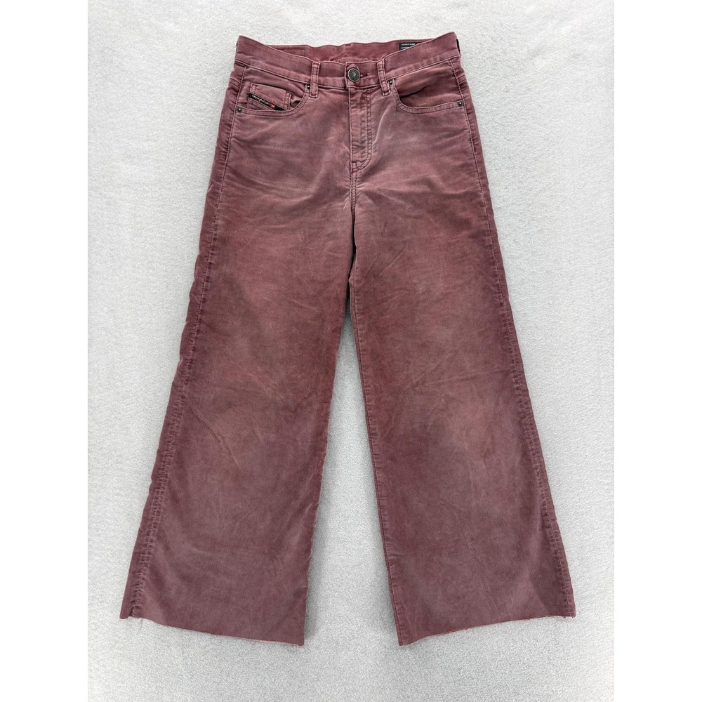Diesel D-Akemi Corduroy Bootcut Flare Jeans Womens 27 Pink High Rise Stretch